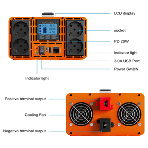 Convertisseur HOULI <span class=keywords><strong>12V</strong></span> vers <span class=keywords><strong>230V</strong></span>, onde sinusoïdale pure, 1000W-7000W, pour voiture, camping-car et systèmes solaires - Product Image 3