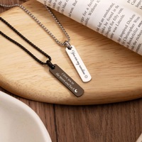 Collar de Acero Inoxidable con Logotipo Grabado a Láser Personalizado al por Mayor, Colgante de Etiqueta Rectangular Minimalista en Cadena de Cable