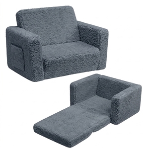 Fauteuil-lit 2-en-1 moderne pour enfants, pliable, en polaire écologique, canapé pour tout-petits, tapis de sieste convertible, chambre à coucher, salon, enfants - Product Image 3