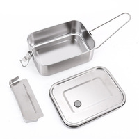 Boîte à lunch bento à 2 compartiments en acier inoxydable 304 avec séparateurs amovibles, couvercle anti-fuite, clips verrouillables, sans BPA, matériau de qualité alimentaire