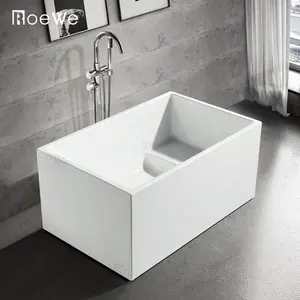 迷你单人热水浴缸，带座椅的廉价小型浸泡浴缸，转角普通亚克力浴缸