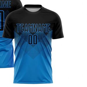 Camiseta de Fútbol de Manga Corta con Degradado Azul y Negro, Transpirable, de Secado Rápido, Ligera, Ropa Deportiva de Alto Rendimiento para Entrenamiento - Product Image 2