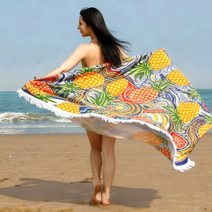 Serviette <span class=keywords><strong>de</strong></span> plage ronde imprimée <span class=keywords><strong>de</strong></span> haute qualité personnalisée à prix abordable Serviette <span class=keywords><strong>de</strong></span> plage personnalisée en tissu microfibre tissé - Product Image 6