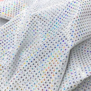 Stock lotti lucido arcobaleno iridescente punto olografico metallizzato foglio elastico poliammide Spandex tessuto prestazioni costumi da bagno - Product Image 1