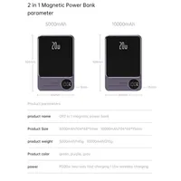 Batería Externa Magnética Inalámbrica de 10000mAh Ultra Delgada y Portátil con Carga Rápida, Compatible con iPhone 16 15 14 13