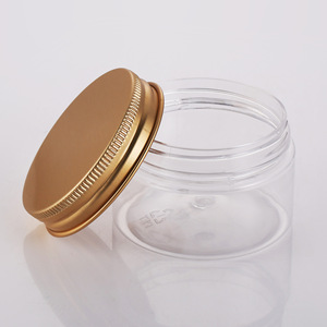 <b>Plastic</b> Jar With Gold Cap 50Ml Wide Mouth Pet Cylinder Food <b>Packaging</b> Container - Product Image 1