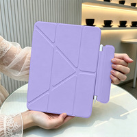 Étui de protection magnétique pliable multi-angles pour iPad Mini 6 Mini 7 avec support intégré et fente pour stylet, coque arrière transparente en acrylique