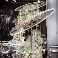 Centres de table et décorations de mariage, supports à fleurs en métal, support de fond, présentoir, grand support de centre de table avec lumières LED