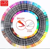 2021 مجموعة ألوان مائية تلميح قلم تحديد قلم ألوان مائية 2 وسم المزدوج رئيس القلم OEM شعار PVC هدية مربع التعبئة