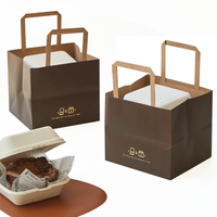 Sacs à Emporter Personnalisés en Papier Kraft avec Poignées pour Bentos, Boissons, Boîtes à Gâteaux, Sandwiches, Articles de Boulangerie – Emballage de Livraison Alimentaire