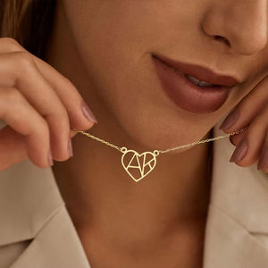 Collana Personalizzata EManco con Iniziale, Regalo di San Valentino, Pendente a Cuore con Lettera in Acciaio Inossidabile, Collana con Doppio Ciondolo - Product Image 4