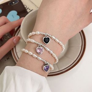 Pulsera Yinruitai S925 de Plata de Ley con Forma de Corazón, con Perla de Agua Dulce y Circonita de Colores para Mujer, Uso Diario - Product Image 1