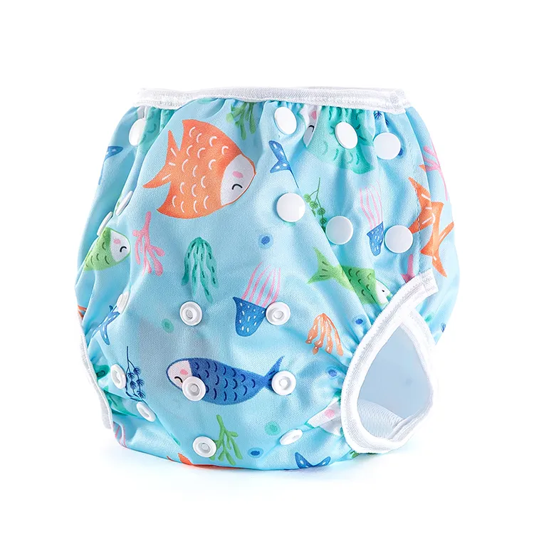 Nuevo patrón resistente al agua bebé tela natación pañal nadar Pantalones