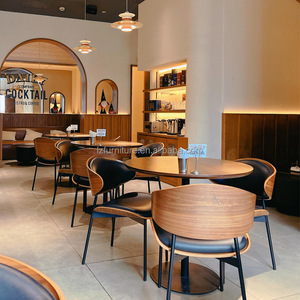 ร้านกาแฟชาจีนสมัยใหม่ ร้านกาแฟเชิงพาณิชย์สไตล์จีน โต๊ะและชุดเก้าอี้ร้านอาหารไม้โอ๊คลามิเนตทรงสี่เหลี่ยม - Product Image 4