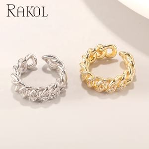 Rakol แหวนแฟชั่นฮิปฮอป RP2163ทำจากทองแดงอัลลอยชุบทองแท้สำหรับทุกเพศ - Product Image 5