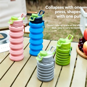 Collapsible Silicone Water Bottle 500ML BPA Free Foldable Leakproof Sports Travel Camping Outdoor Dishwasher Safe Eco-friendly - Product Image 2
