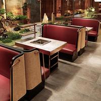 Tables et chaises de restaurant chinois style Hotpot, design tendance, ensemble de sièges en cuir