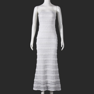 Elegante Abito Bianco in Pizzo Senza Spalline con Volant, Vestito Casual Chic per Donne - Product Image 4