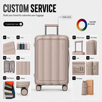 Valise à roulettes personnalisée avec logo métallique, ouverture frontale, pour boutique de produits de voyage, vente en gros