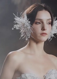 Clips de bec de canard fleur de dentelle blanche faits à la main fée beauté <span class=keywords><strong>plume</strong></span> pince à <span class=keywords><strong>cheveux</strong></span> mariée mariage épingle à <span class=keywords><strong>cheveux</strong></span> - Product Image 2