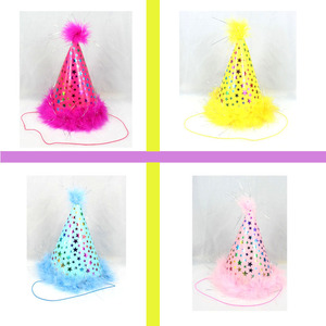 Sombrero de Papel con Plumas Rosas en Forma de Estrella para Pastel de Cumpleaños, Estilo Festivo, Suministro Directo de Fábrica China - Product Image 3