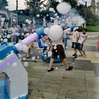 Máquina Interactiva de Burbujas de Humo, Equipo de Juegos Infantiles con Luces LED, Atracciones de Diversión al Aire Libre que Funcionan con Monedas
