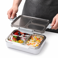 Boîte à lunch en acier inoxydable 304 à 2 ou 3 compartiments, chauffée à l'eau chaude, conteneur alimentaire bento, plateau de préparation des repas pour l'école, le bureau, les voyages