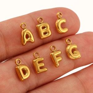 18k Gold PVD Plated Mini Balloon Alphabets Charms Stainless Steel Bubble English <strong>Initial</strong> Letters <strong>Pendants</strong> for DIY Jewelry Making - Product Image 2