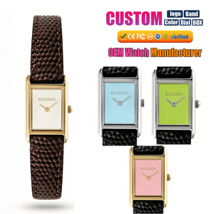 BESSERON Women's Quartz <b>Watch</b> Custom Your Brand Rectangle <b>Case</b> Stainless Steel Analog Dial Leather Band Elegant Fashion <b>Watch</b> - Product Image 1