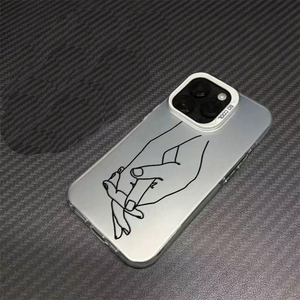 Cover per Cellulare con Stampa Coppia <span class=keywords><strong>Mano</strong></span> nella <span class=keywords><strong>Mano</strong></span>, Placcatura Argento, in TPU PC per iPhone 11 12 13 14 15 16 17 18 Pro Max - Product Image 3