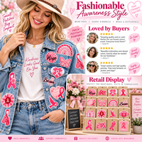 Patch brodé en ruban rose pour la sensibilisation au cancer du sein, avec motifs Cœur, Espoir, Croire, à thermocoller ou à coudre, vente en gros