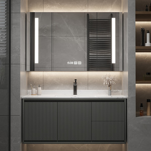 Meuble de salle de bain moderne et simple avec vasque intégrée, meuble sous-vasque en marbre, table de lavabo de luxe léger - Product Image 3