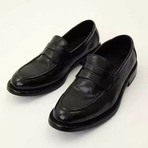 Mocasines de Hombre de Cuero Genuino Negro con Punta Redonda, Antideslizantes, con Suela de Goma, para Todas las Temporadas - Product Image 1