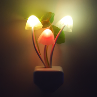 W121 OEM Lampe murale LED design en forme de fleur et de feuille, avec capteur crépusculaire, mini prise pour chambre à coucher