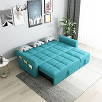 Sofá Cama Plegable de Tela Tecnológica, Doble Uso, Multifuncional, Combinación Telescópica Doble con Chaise Longue para Salas de Estar Pequeñas