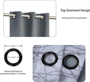 Ensemble de 4 rideaux gris clair JA 35x84 pouces, assortis, 2 pièces, imprimé branches, <span class=keywords><strong>voilages</strong></span> occultants pour chambre à coucher - Product Image 3