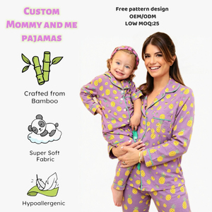 批发妈妈和孩子睡衣两件套 柔软针织服装 幼儿女孩服装 低起订量 - Product Image 1