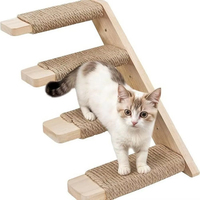 Étagère murale Escalier mural à quatre marches pour chat avec cadre d'escalade pour chat en sisal et griffoir en jute