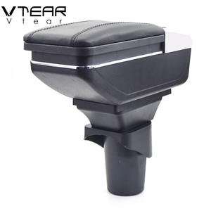 Accoudoir en cuir de <span class=keywords><strong>Nissan</strong></span> <span class=keywords><strong>micra</strong></span>/mars, repose-bras avec boîte de rangement, intérieur en ABS, style de voiture à filetage rouge, accoudoir central, accessoires - Product Image 3