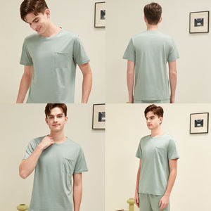 Pigiama Estivo da <span class=keywords><strong>Uomo</strong></span> in Modal Rinfrescante, Set a Maniche Corte, Tinta Unita, Casual, Comodo e Traspirante in Tessuto Lavorato a Maglia MMYX XH055 - Product Image 5