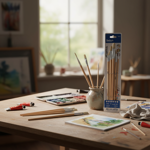 Pennello per acquerello vermillione da 50 ml con pelo in nylon e manico in plastica in tubo di alluminio per artisti e professionisti - Product Image 3