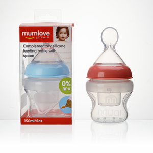 Bouteilles en silicone à col large Mumlove avec cuillère, <span class=keywords><strong>biberon</strong></span> pour bébé, produits pour bébé adorables - Product Image 1