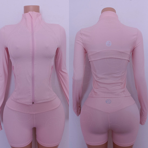 Set di san valentino <span class=keywords><strong>rosa</strong></span> con LOGO personalizzato <span class=keywords><strong>tuta</strong></span> sportiva da donna allenamento Yoga giacca a zampa <span class=keywords><strong>pantaloni</strong></span> due pezzi <span class=keywords><strong>tuta</strong></span> da donna - Product Image 2