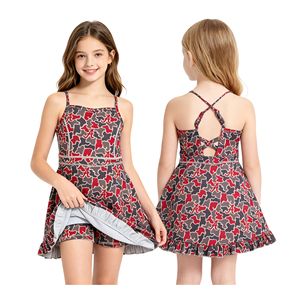 En stock: Vestido sin espalda con lazo y sin mangas para niñas, con estampado floral a cuadros. Ropa infantil al por mayor, de fábrica y boutique, de moda. - Product Image 5