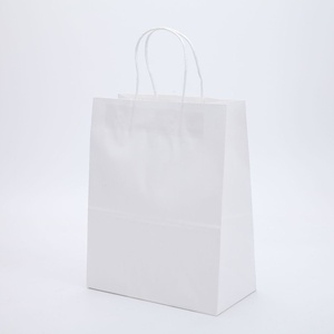 Navy Blue Floral Design Kraft <b>Paper</b> Bag with Handle for Supermarket Use Thank You Gift for Restaurant Food Service - Product Image 2