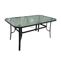 Ensemble de salle à manger d'extérieur avec parasol, ensemble de meubles de jardin, table en verre et 4 chaises empilables