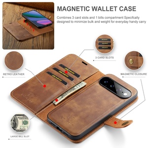 เคสโทรศัพท์แบบกระเป๋าหนัง PU แม่เหล็กย้อนยุคสำหรับ Google Pixel 11 6 7 8 9 10 Pro XL พร้อมที่ใส่บัตร 2 in 1 แบบตั้งได้ ป้องกันการกระแทก - Product Image 4