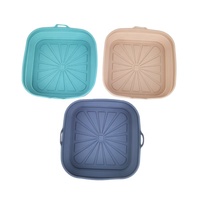 Ensemble de 3 plateaux de cuisson pliants carrés en silicone haute température Outils de cuisson ménagers pour friteuse à air et four à micro-ondes