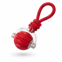 Balle interactive pour chien sur corde, rotative à 360 degrés, résistante aux morsures, en caoutchouc texturé, pour chiens et chats, jeu de rapport