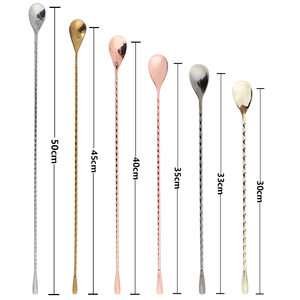 Cuchara de barra de acero inoxidable con logotipo personalizado RTS 27/30/33/40/50cm Swizzle <span class=keywords><strong>Stick</strong></span> para cóctel Bartending Barware Set - Product Image 2